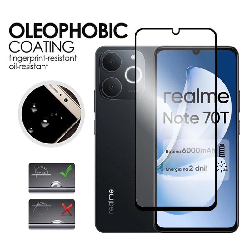 6in1 Tempered Glass for Realme Note 70T 2.5D Full Cover