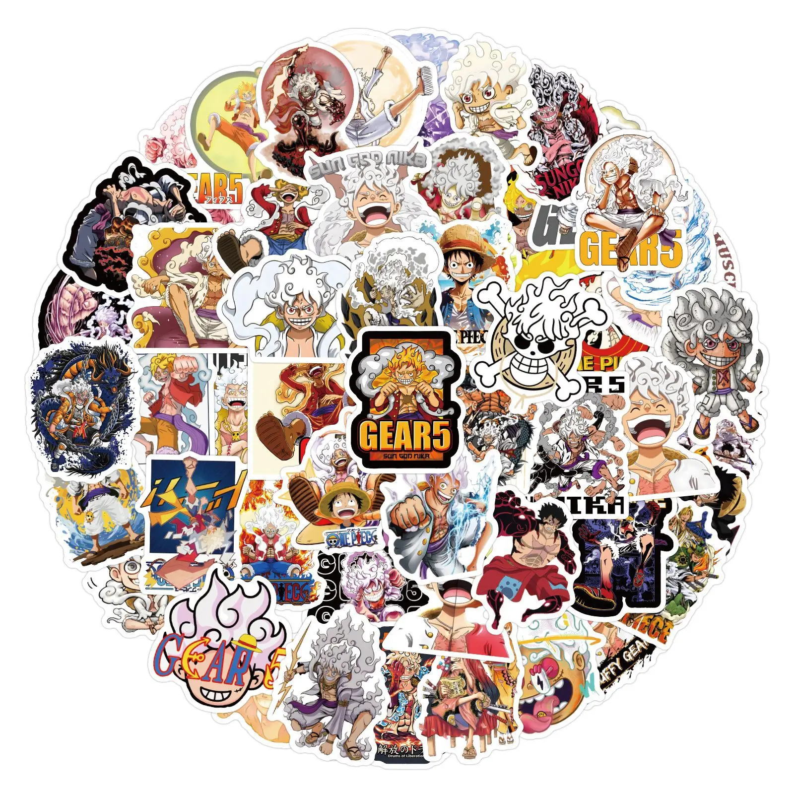 

10/30/50/110PCS One Piece Luffy Gare 5 Anime Cartoon Sticker DIY Laptop Luggage Skateboard Graffiti Decals Fun for Kid Toys