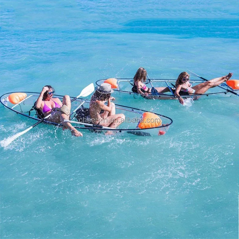 Caiaque ao ar livre barco transparente, Pedal claro, 2 pessoas, preço barato