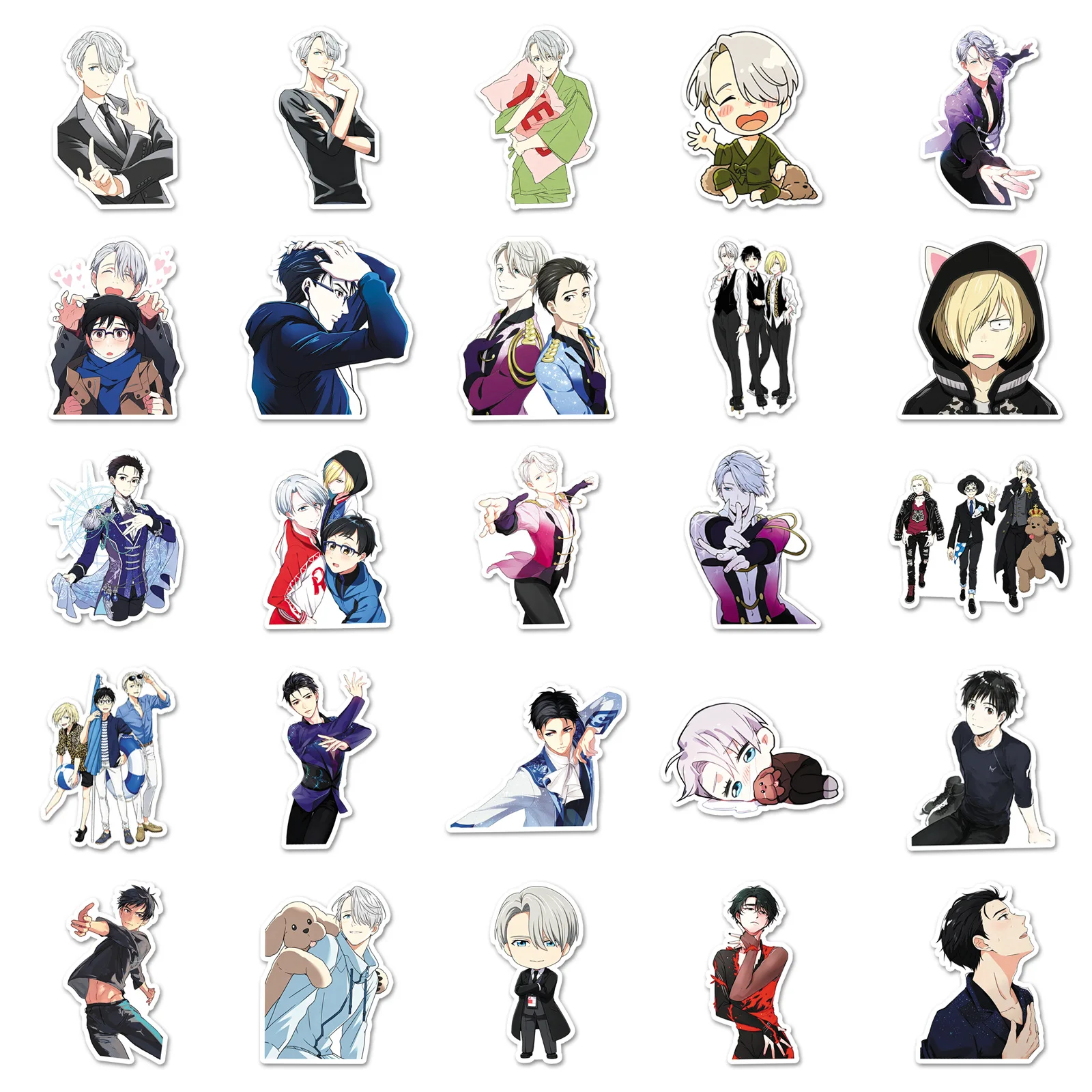 50PCS Super Popular Yuri on Ice Anime Stickers Cartoon PVC Decals Toys DIY Waterproof Skateboard Luggage Phone Fridge Gifts view 5