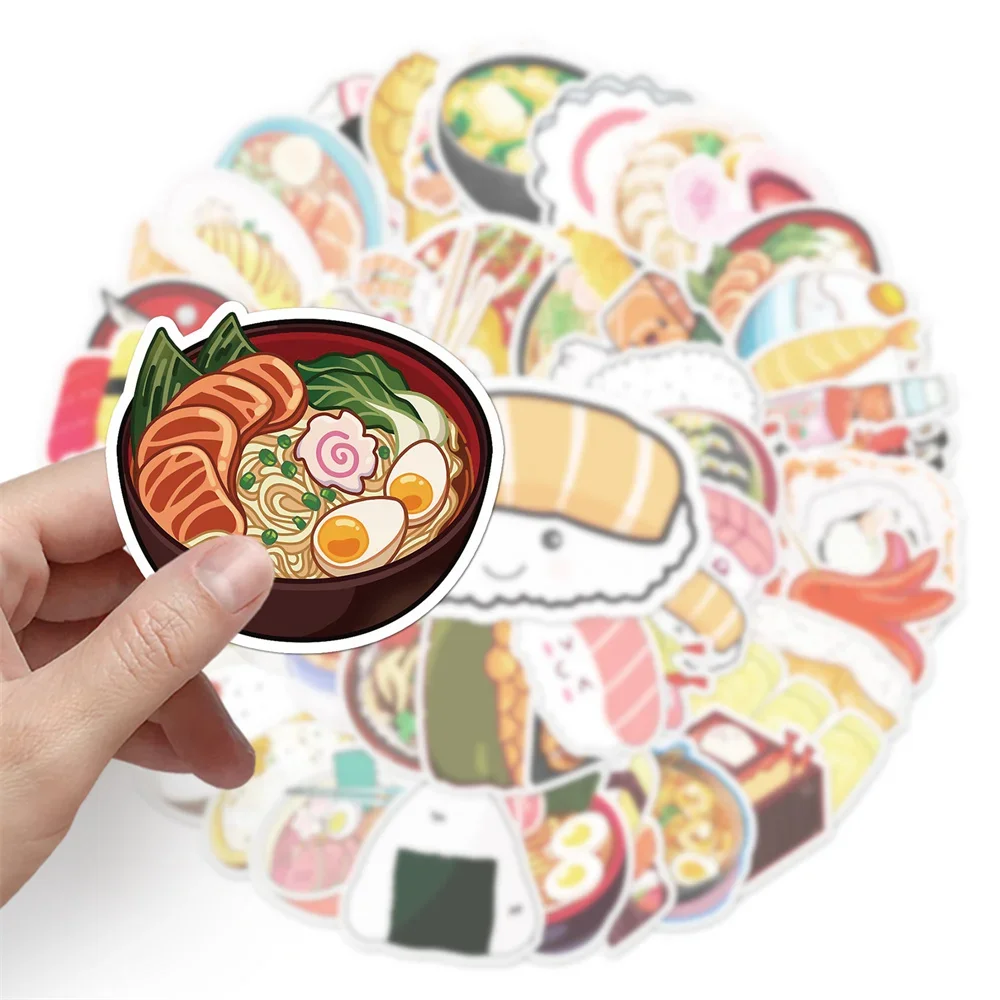 10/30/50pcs Japanese Food Gourmet Cartoon Sushi Ramen Stickers for Personality Toys Luggage  Ipad Cup Journal Stickers Wholesale