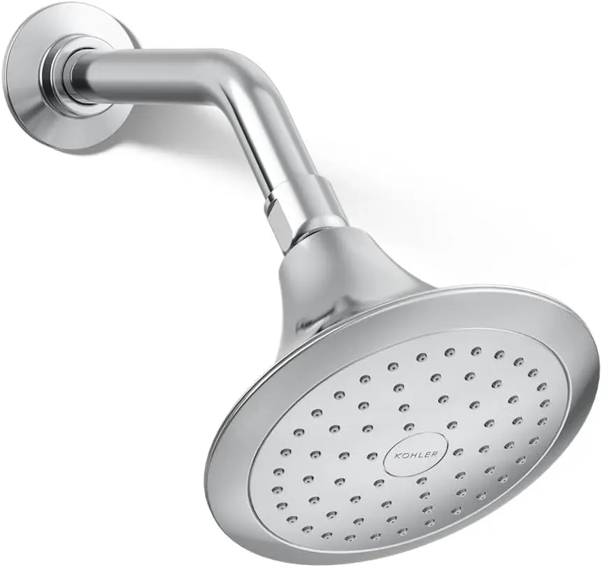 Polished Chrome Single-Function Showerhead, 2.5 GPM Flow Rate for Efficient Water Use