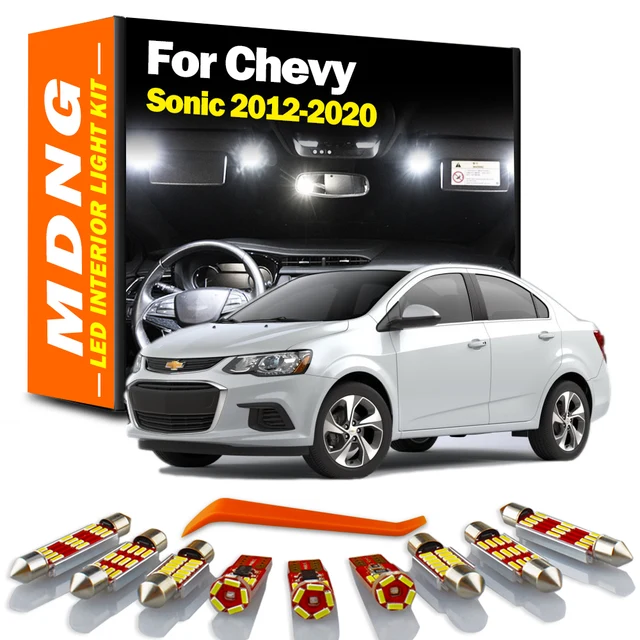 10 sztuk dla Chevy Sonic 2012 2013 2014 2015 2016 2017 2018 2019 2020 Zestaw oświetlenia LED wewnętrznej tablicy do czytania Żarówki samochodowe Akcesoria