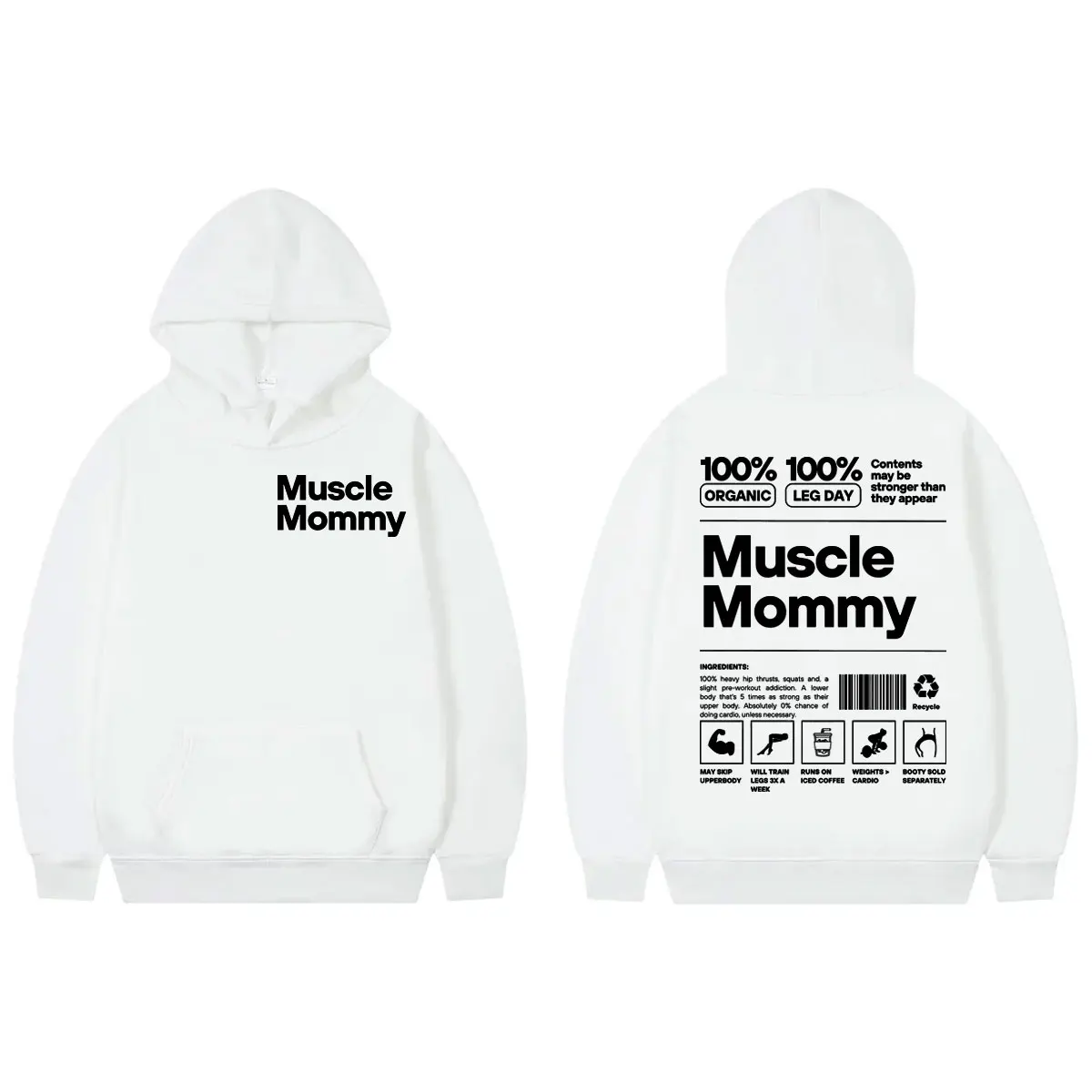 Muscle Mommy Pump Cover Gym Hoodies Men Women Fashion Oversized Pullovers Autumn Winter Casual Long Sleeve Hooded Sweatshirts