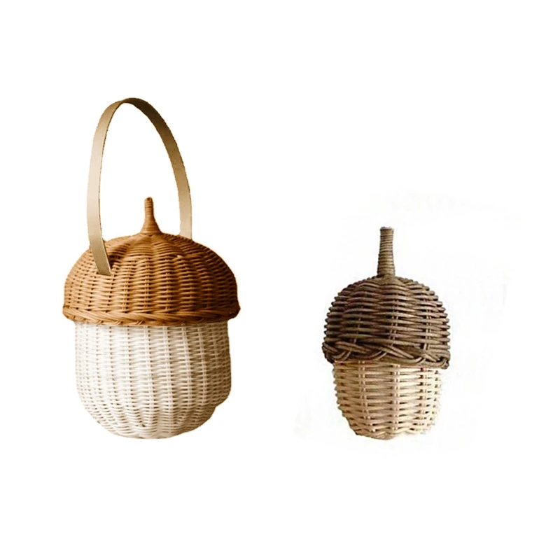 

Rattan Pine Cones Shaped Woven Storage Bag with Handle Portable Basket