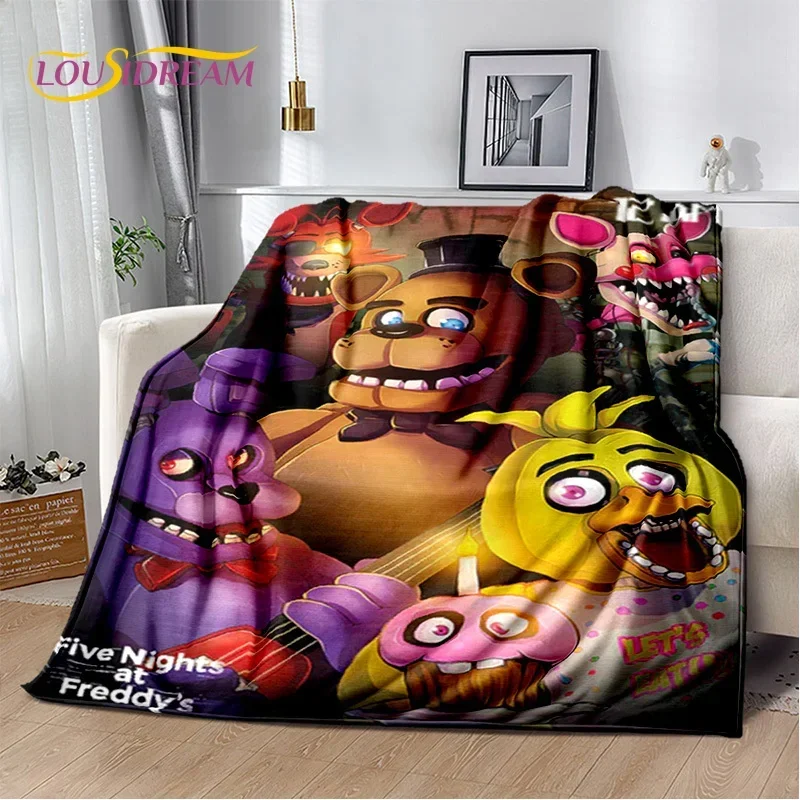 3D Horror Game F-FNAF Freddy cartoon Soft Flannel Blanket for Bed Bedroom Sofa Picnic,Throw Blanket for Outdoor Leisure Nap Gift