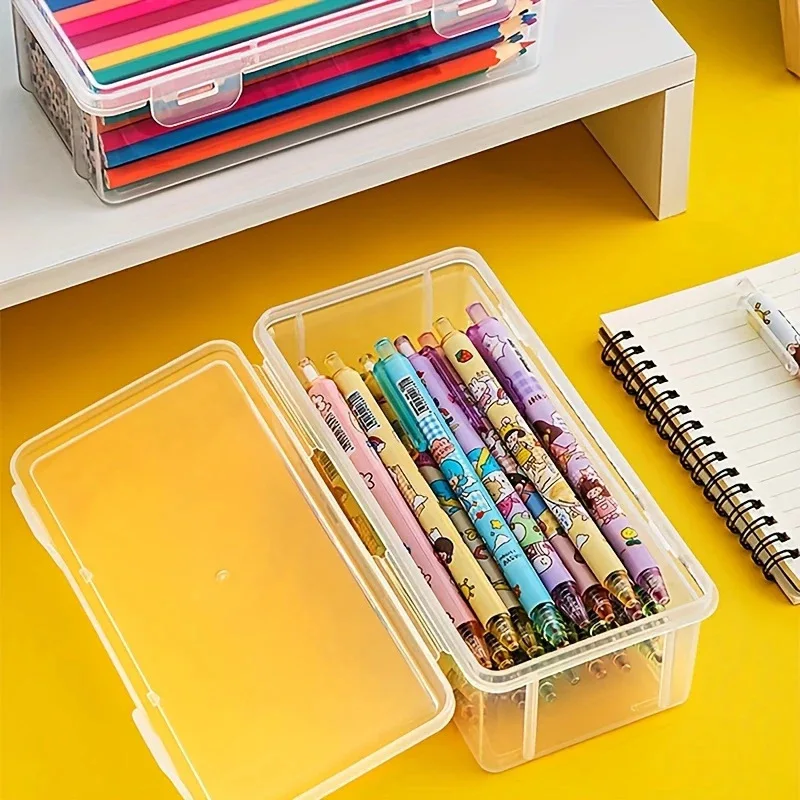 4/8/12 Stück Federmäppchen, transparente Kunststoff-Federmäppchen für Schüler, ohne Aufdruck, Etui für Schreibwaren, Aufbewahrungsbox für Kleinteile