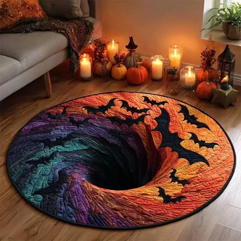 3D illusion Halloween Round Rug Non Slip Living Room Carpet Stain Resistant Easy Care Floor Mat Escape Room Large Area Rug Decor - view 5