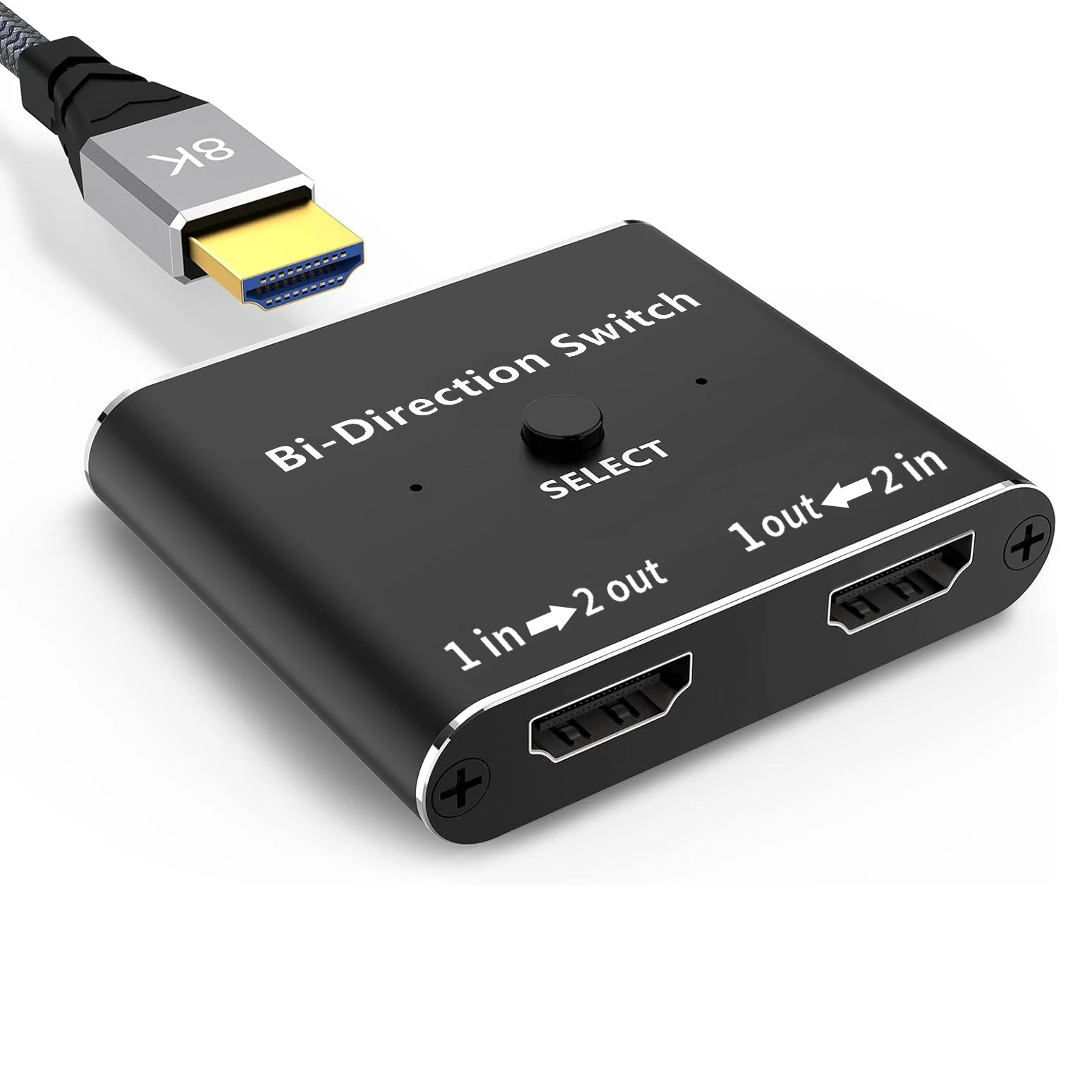

Bi-Directional HDMI-compatible 2.1 Switch Splitter Aluminum Switcher 2-in 1-Out,1-in 2-Out Support 8K 4K@120hz for Desktop TV