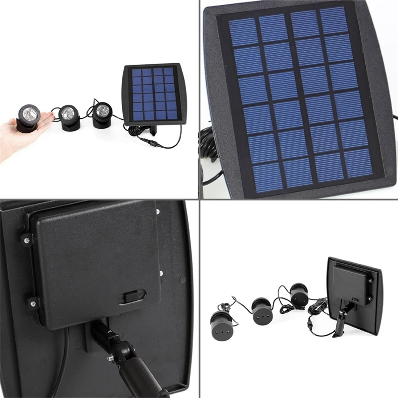 HOT! Solar Three Head Underwater Light Outdoor Solar Lamp Multicolor