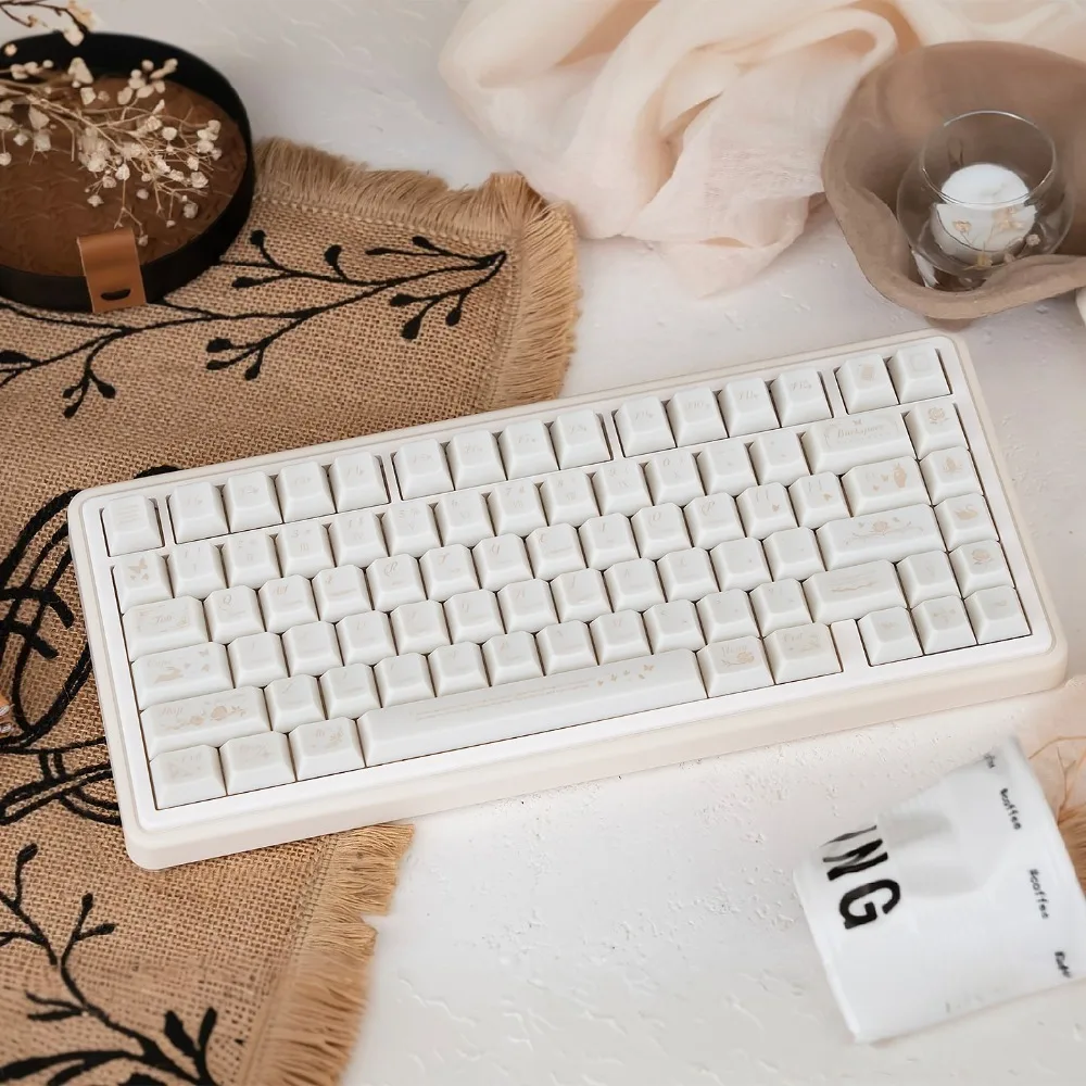 Butterfly Keycaps Set Cherry Profile PC White Key Caps Mechanical Keyboard Accessories Keyboard Cap Artisan Point Keycap Costom