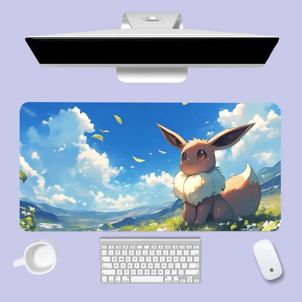 P-pokemon e-eevee-alfombrilla de ratón de 900x400mm, Alfombra de Anime para escritorio, 80x40cm, alfombrilla para PC, accesorios para jugadores, Rubb