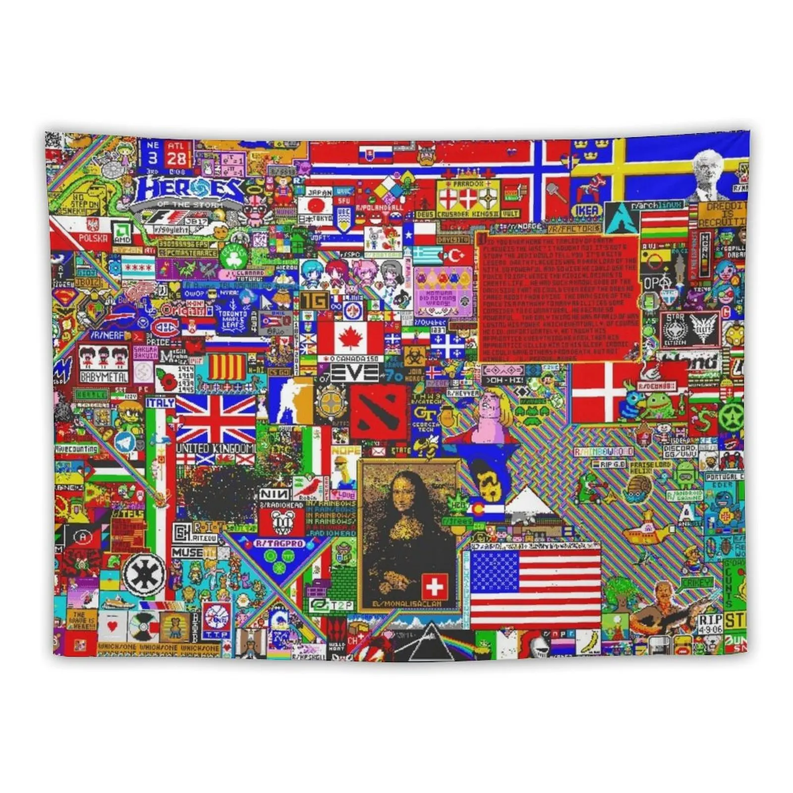 Reddit r/place Final Image - 13k Resolution Tapestry Decor Home Outdoor Decor Wallpaper Tapestry