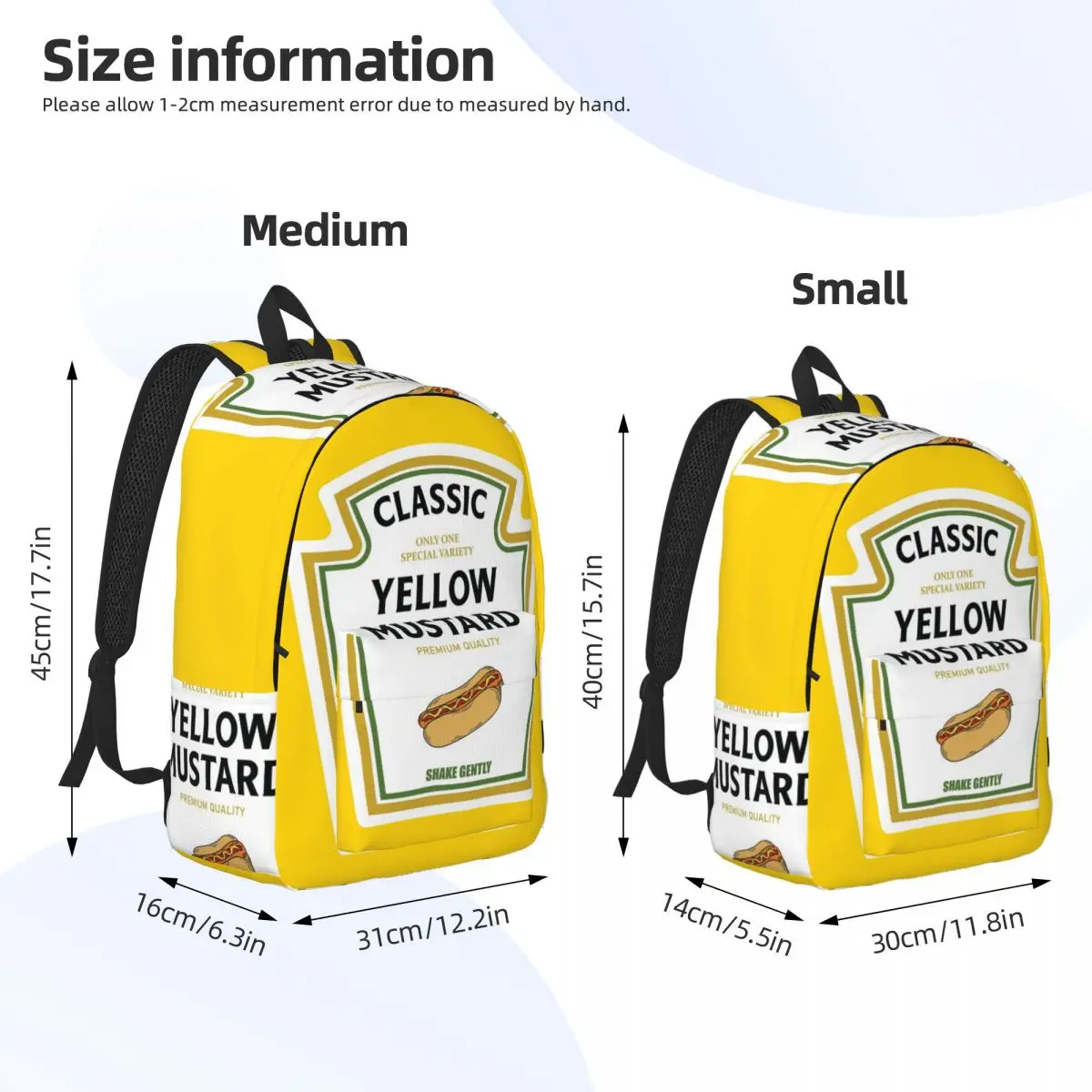 Mustard Matching Ketchup Mayo Backpack Daypack Large Capacity Children BookBag School Bag Shoulder Bags for Boys Girls