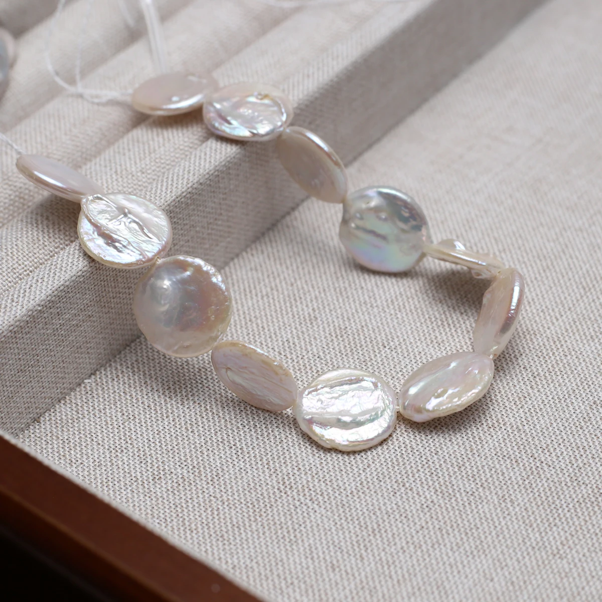 Natürliche Süßwasserperle, runde Perle, 15 x 15 mm, für die Schmuckherstellung, DIY-Halskette, Ohrringe, Armband, Zubehör, Länge 18 cm – Detail 2