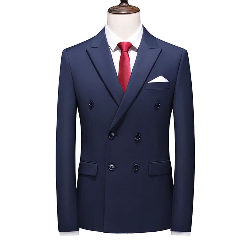 

14 Colors New High-end Brand Double-breasted Solid Color Mens Business Suit Jacket Groom Wedding Dress Party Blazer Elegant