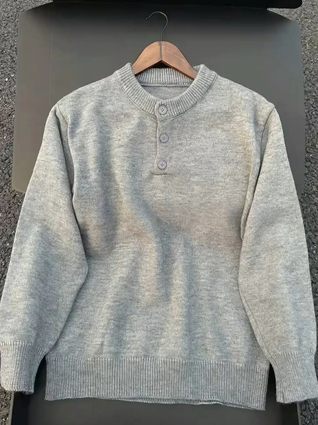 

Мужской трикотажный джемпер Light ey American Sle Henry Collar Knitwear, базовый слой, Cleanfit Lazy Sle, осенне-зимний, премиум-класса