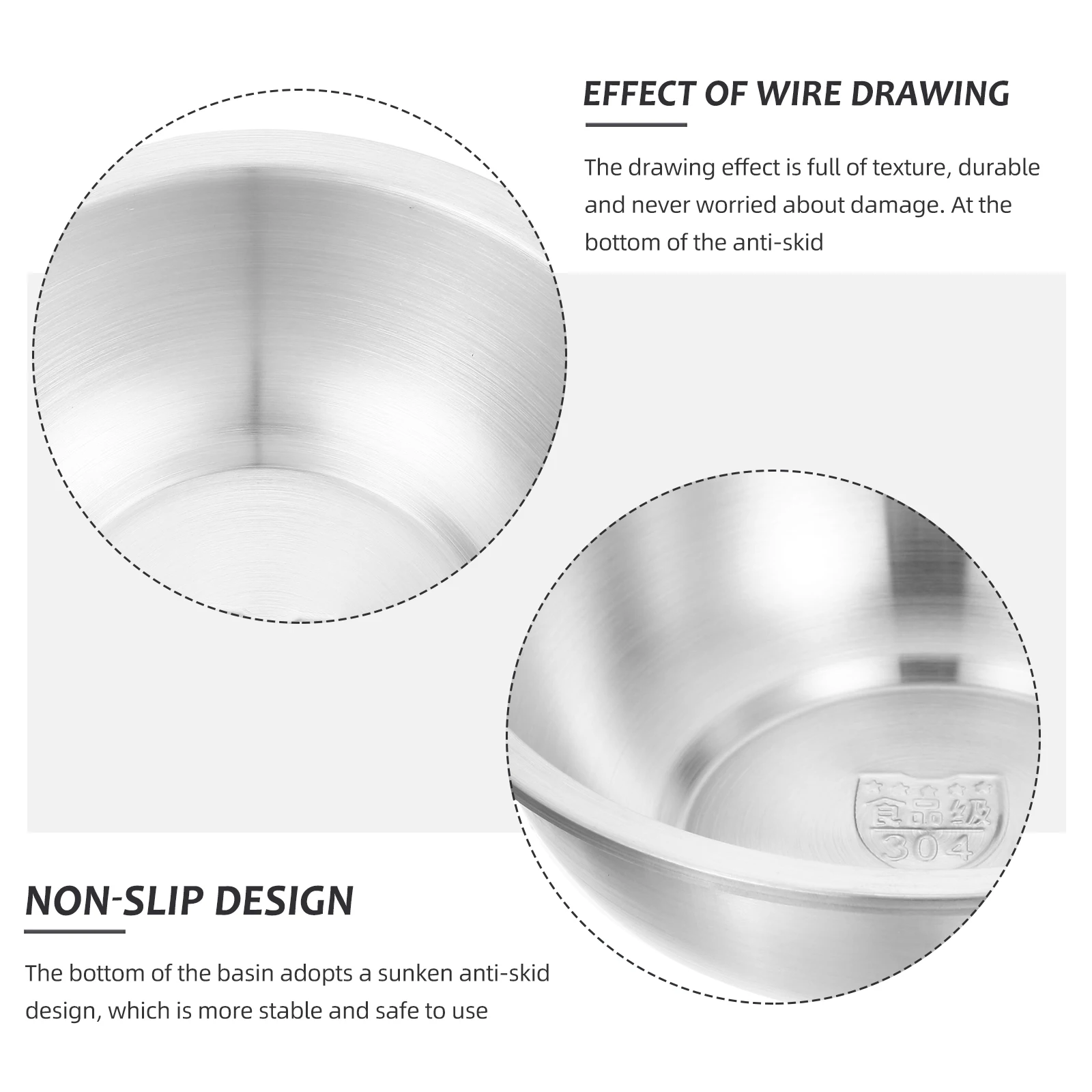 

Stainless Steel Soup Pot Round Fruit Vegetable Washing Bowl Stable Anti-Skid Kitchen Tableware Food Container