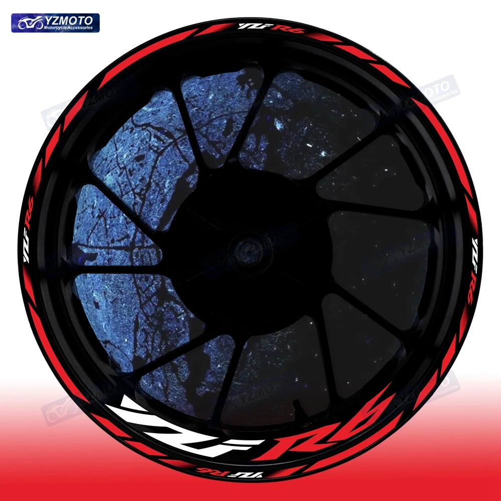 

For YZF R6 YZF-R6 Motorcycle 17 Inch Front Rear Racing Wheel Hub Sticker Decal Reflective Modified Decorative Rim Stickers
