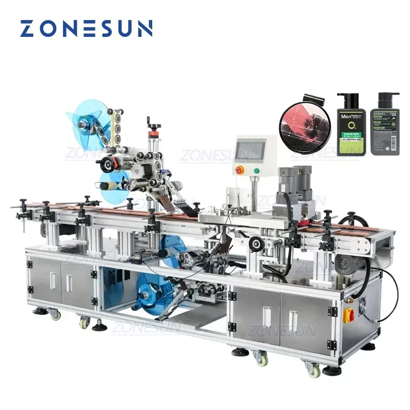 ZONESUN ZS-TB113B Applicatore automatico di etichette per etichettatrice superiore e inferiore con scatola di polvere pressata per crema cosmetica