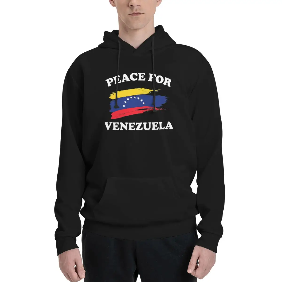 Peace For Venezuela Pocket Hoodie Unisex Sweatshirt Graphic Print Venezuela Flags Hoodies Hoodie Pullover Long Sleeve Shirts