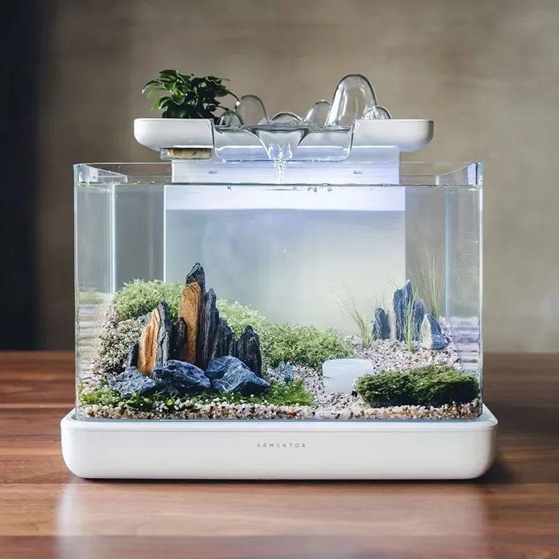 Xiaoshan fish tank living room intelligent ecological tank, back side filter ultra-white glass goldfish tank