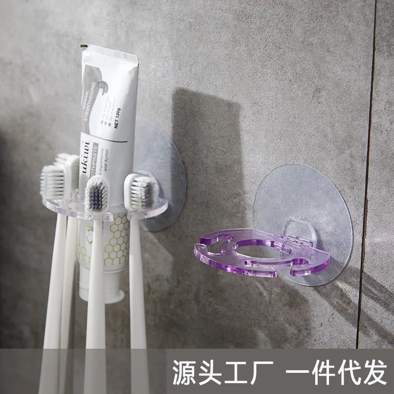 Self-adhesive Toothbrush Holder Wall Mount Toothpaste Dispenser Storage Squeezer Shelves Shaver Holder Bathroom Accessories