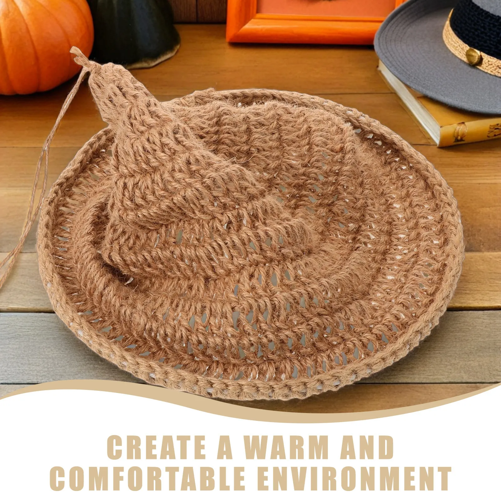 Handwoven Rope Lamp Shade Wizard Hat Shape Boho Pendant Light Cover Natural Woven Lampshade for Living Room Dining Room