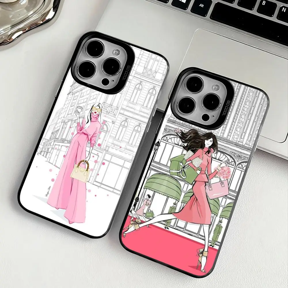 MEGAN HESS Cassa Del Telefono Per IPhone 17 16 15 14 13 12 11 Pro Max Air Multicolor Opaco Laser Metallico Aurora Funda