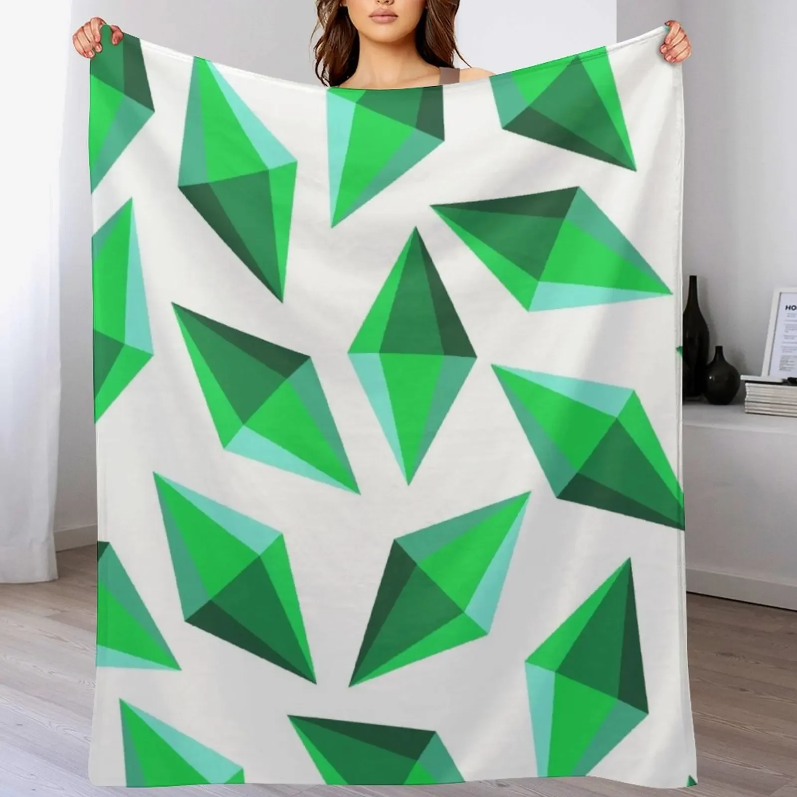 

Spinning Plumbobs Alternative Green Throw Blanket Hairys Plush Cute manga Blankets