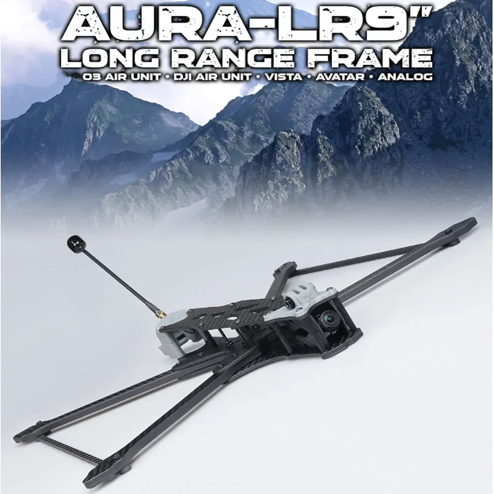 

Foxeer Aura 9" LR 9inch Long Range Frame 395mm T700 Carbon with Silky Coating for O3 /Analog /Vista / HDzero/Walksnail LR9 Drone