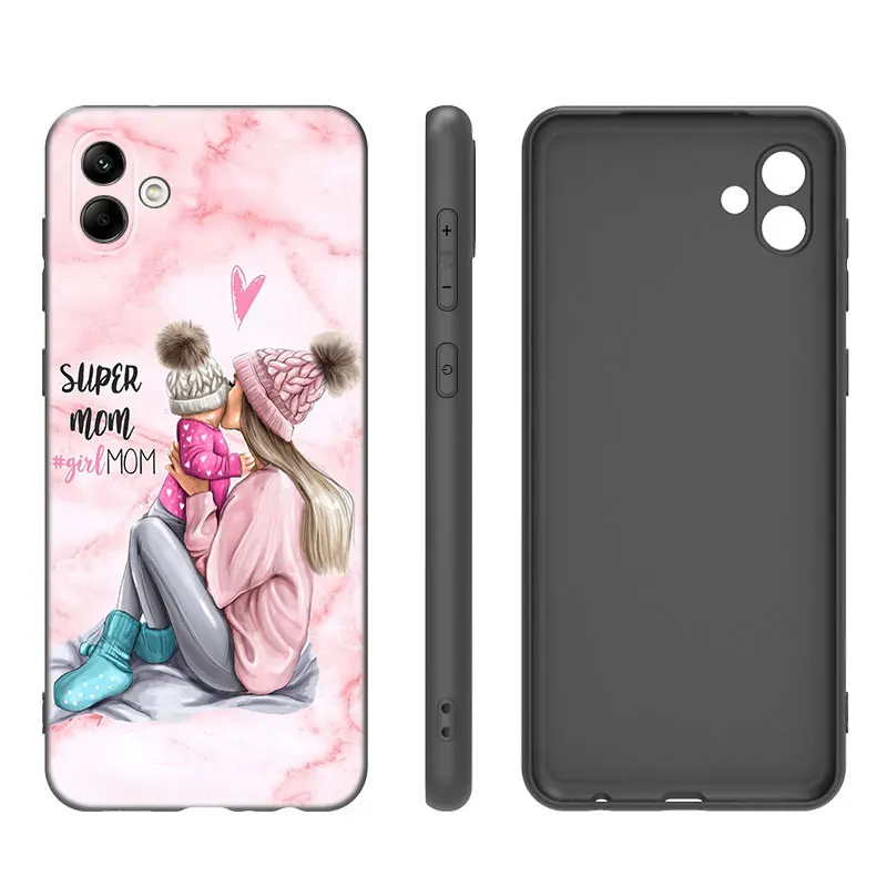 Baby Mom Girl Pink Black Phone Case For Samsung Galaxy A01 A03 Core A04 E A02 A05 A10 A20 A21 A30 A50 S A6 A8 Plus A7 2018 image 6
