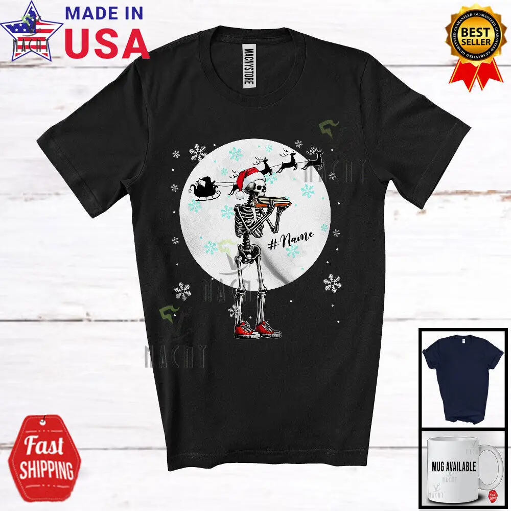 

Custom Name Skeleton Harmonica Player; Christmas Moon; Musical Instruments Shirt