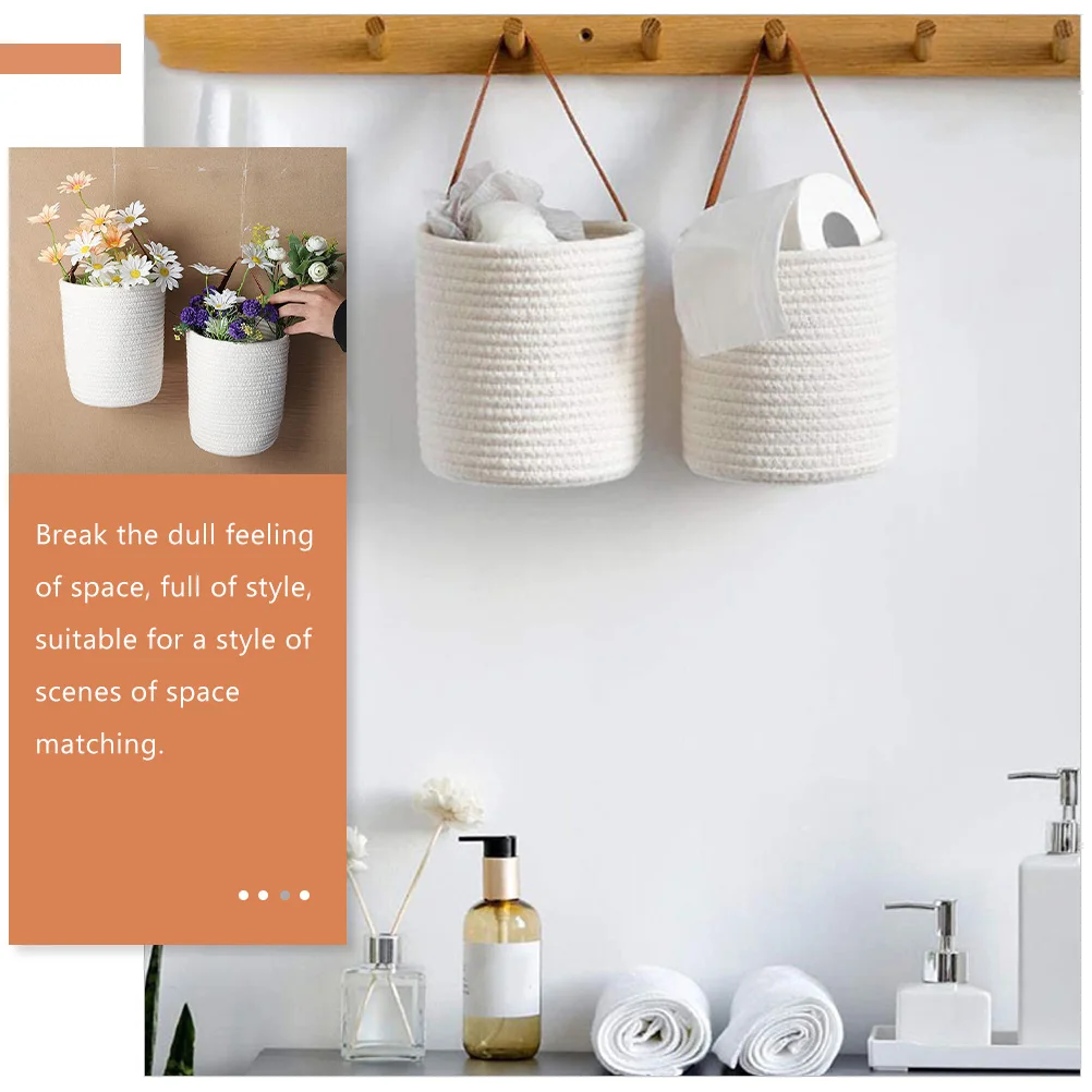 

Wall Storage Hanging Storage Basket Basket Cotton Cloth Organizer For Home Kitchen Flower Holder Wall Decor