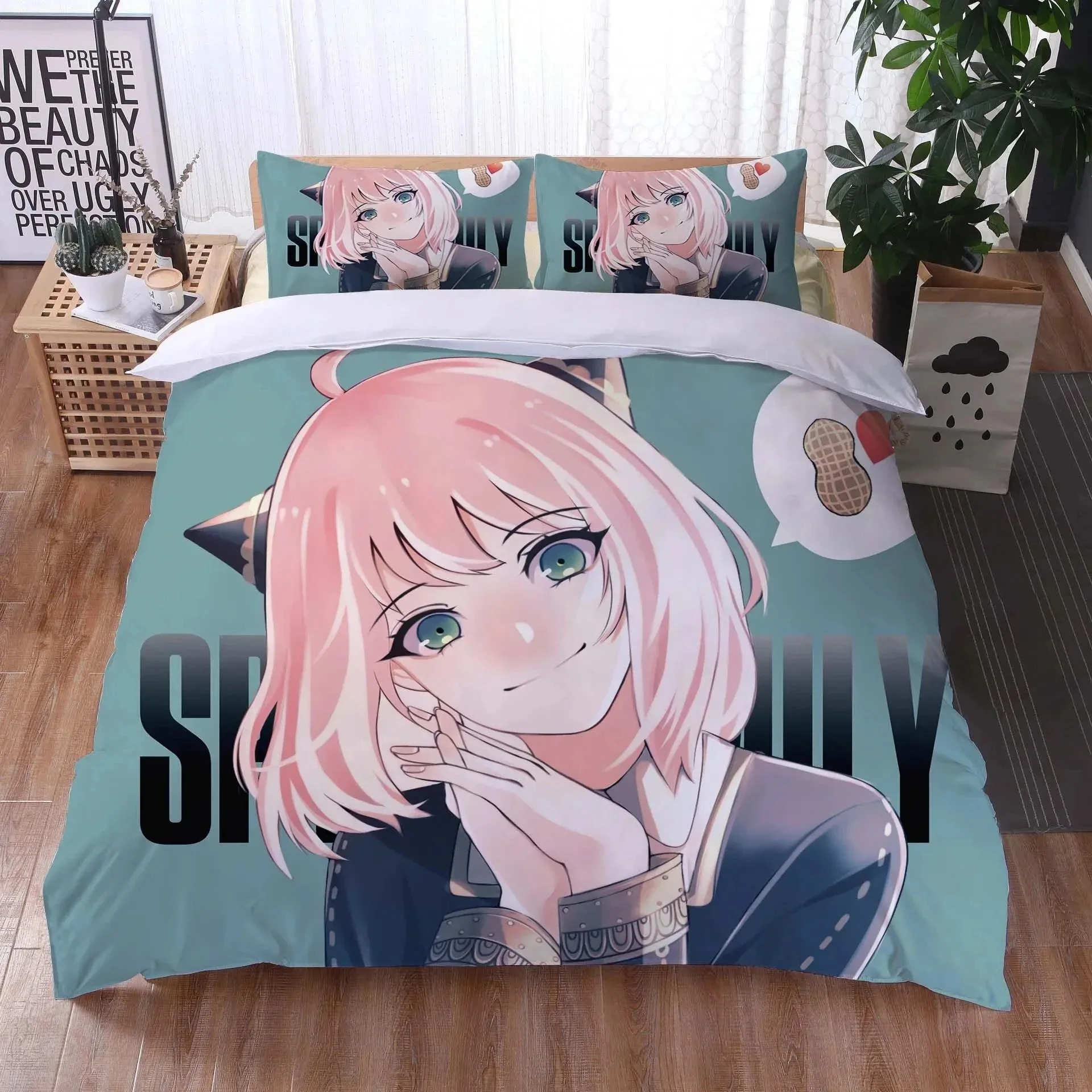 3D Print Anime Spy Family Anya Bedding Set Boys Girls Twin Queen Size Duvet Cover Pillowcase Bed Boys Adult Fashion Home Textile