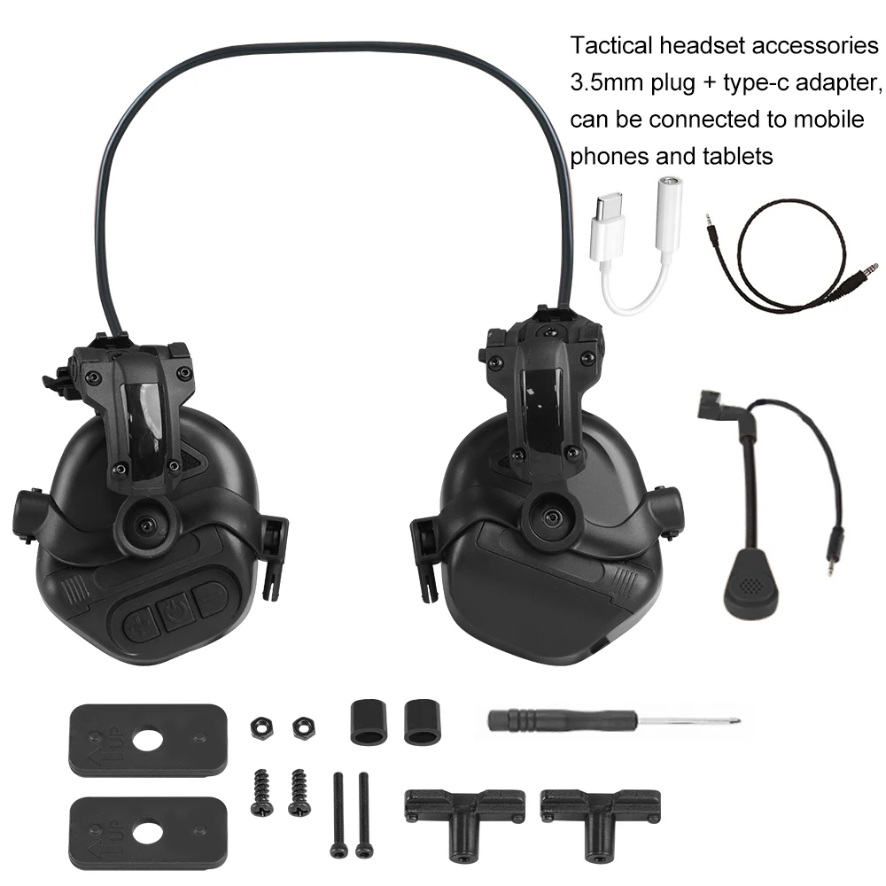BOOIU Cuffie da tiro tattiche Casco veloce Interfaccia da 3,5 mm Cuffie da pickup Allenamento tattico Comunicazione Paraorecchie uditivo