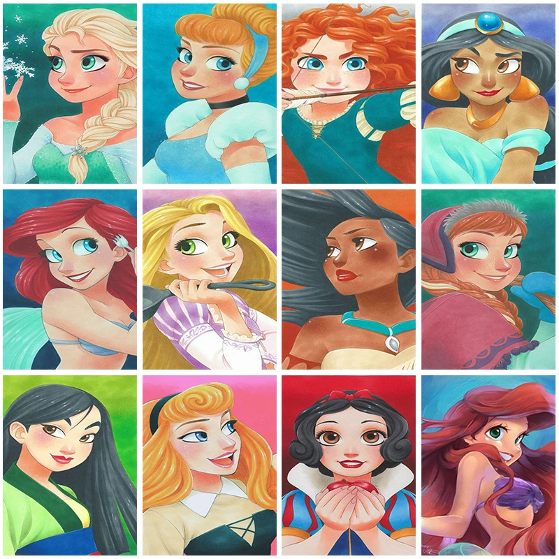 Disney Princess DIY Diamond Painting Cartoon Character 5D Diamond Embroidy Mosaic Picture Art Needlework Home Decoration Gift