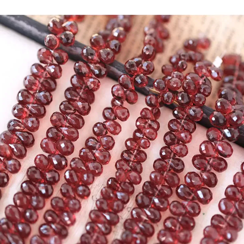 Garnet red  drop faceted 6-7.5mm 19cm for DIY jewelry making  loose beads  FPPJ wholesale nature