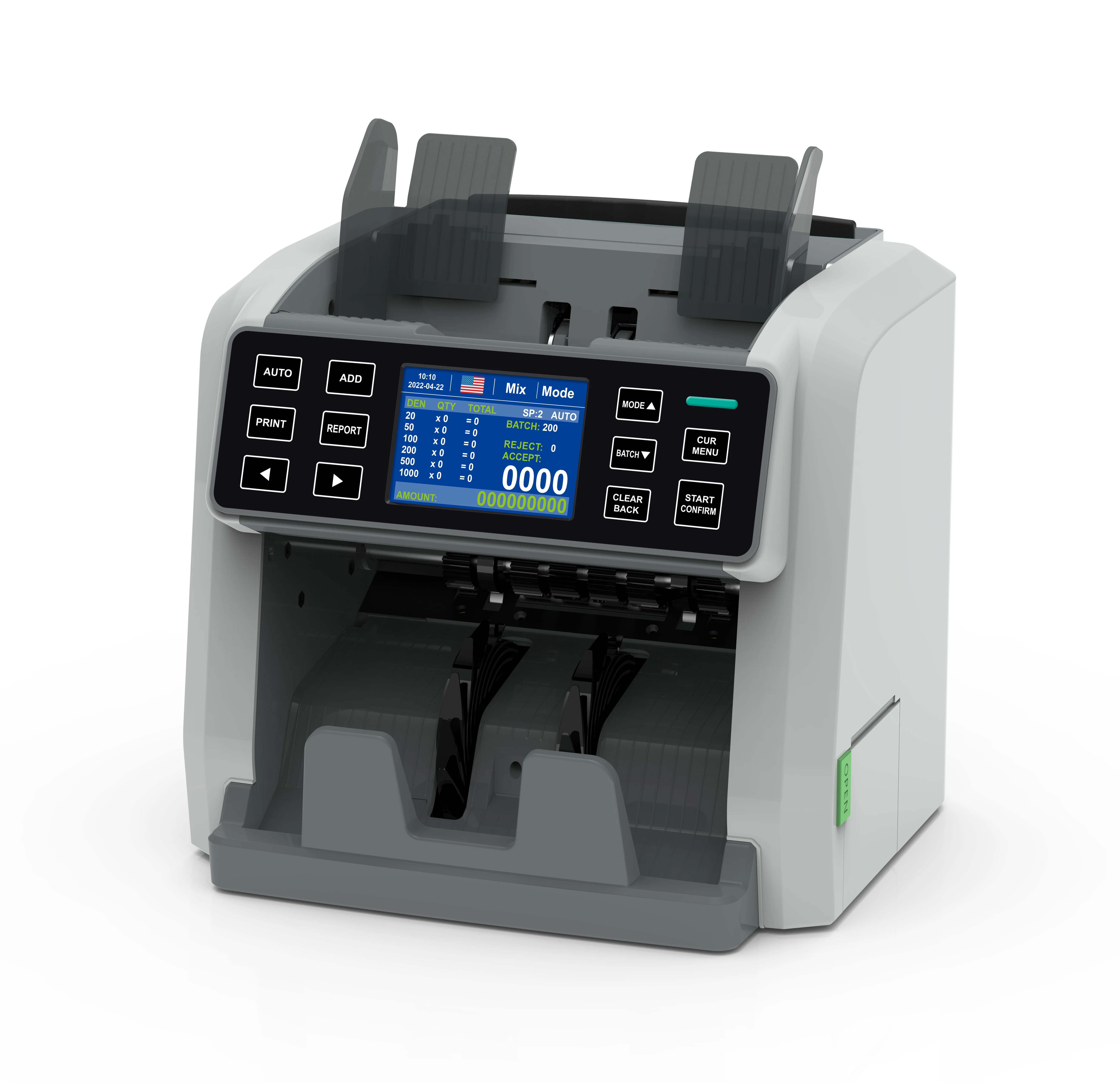 

HL- P96 Whole Touch Screen Counting Machine with 2CIS New Money Counter Frontloading Bill Counting Machine Inbuilt Printer