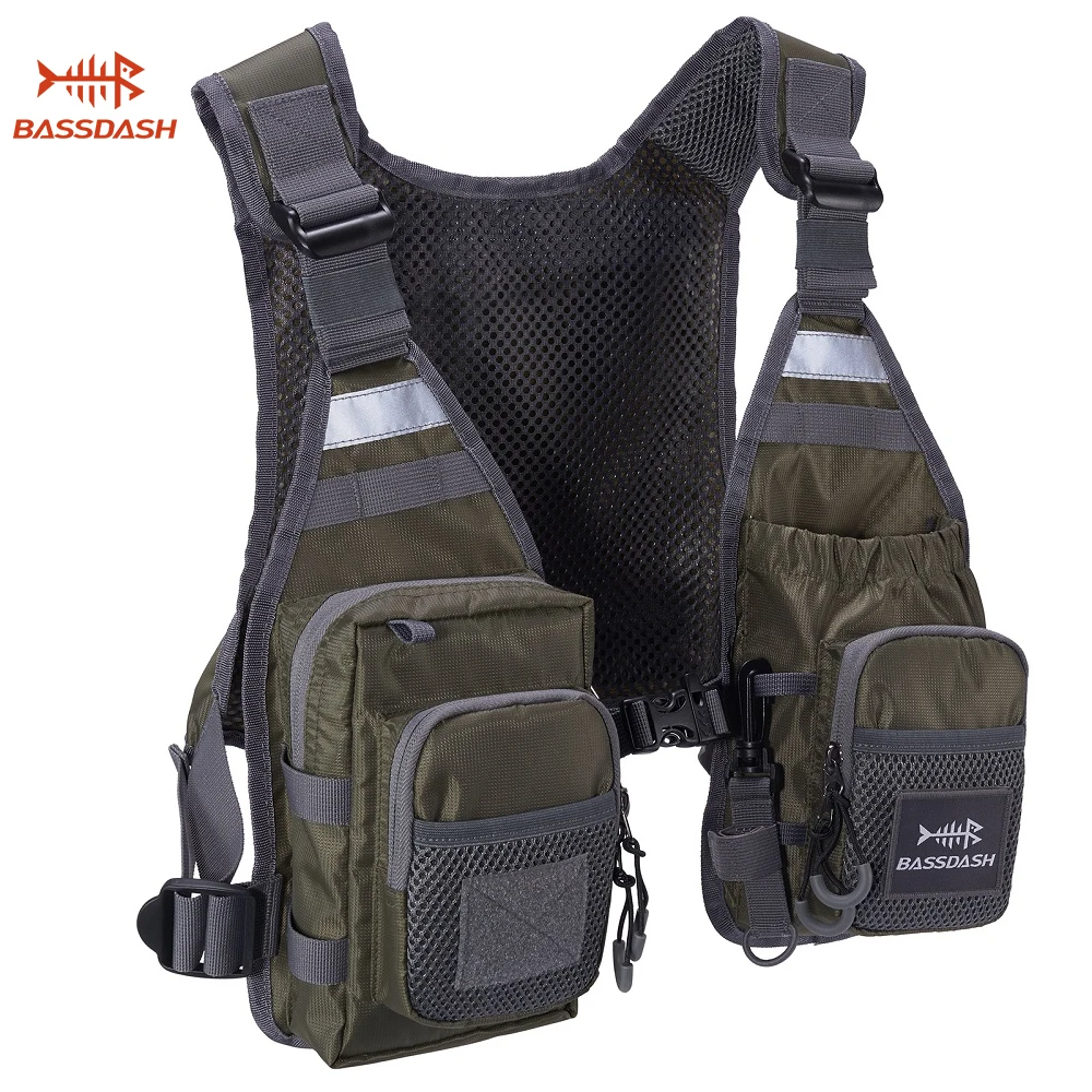 Bassdash Unisex Fly Fishing Vest For Men Women Ultra Lightweight Portable Chest Pack One Size Fits Most With Zippered Package