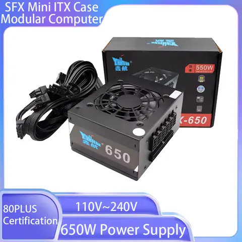 650W Fully Modular Power Supply 110V~240V 80PLUS Certification SFX Mini ITX Case Modular Computer  Active PFC Power Supply