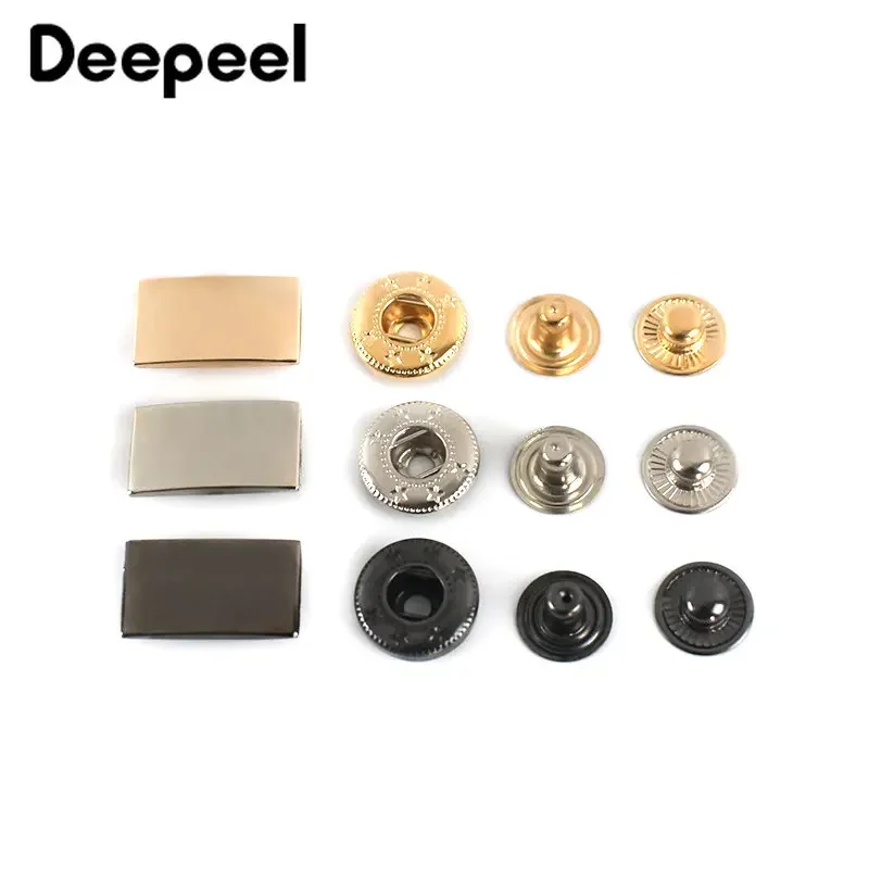 10/20Sets Metal Rectangle Snap Buttons Press Studs Fastener Buckle for Clothes Down Coat Garment DIY Crafts Sewing Accessories