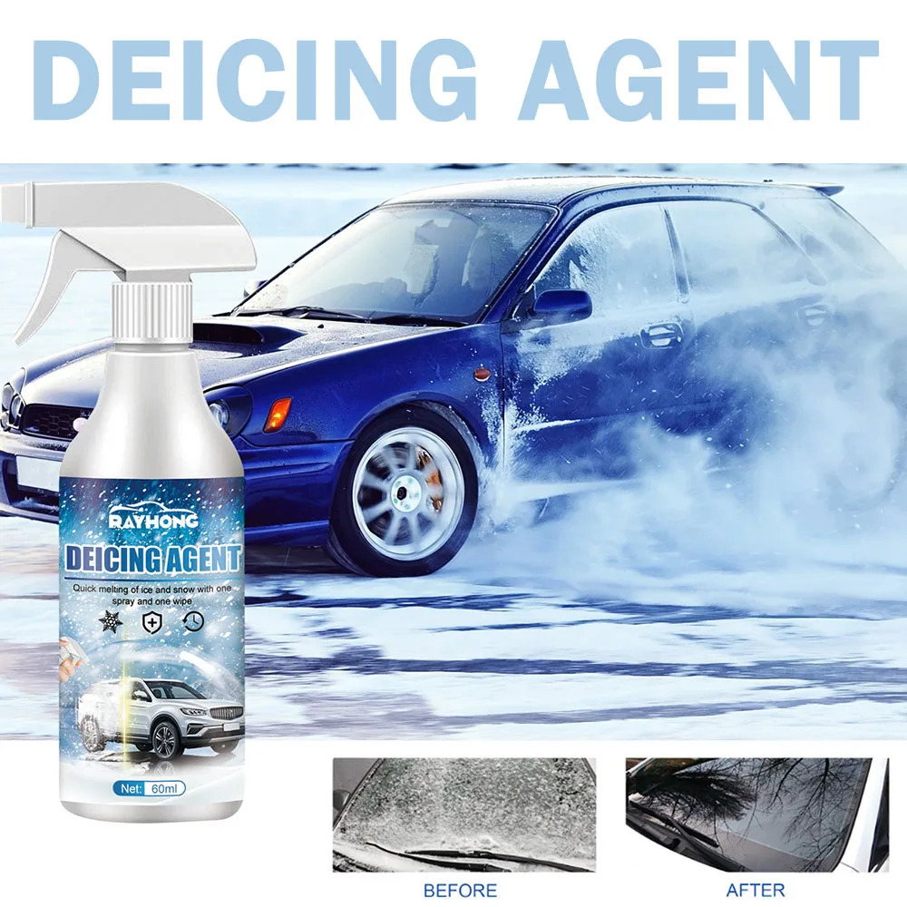 60ml Deicer Spray For Car Windshield Front Windshield Ice Removal Spray For Vehicle Van