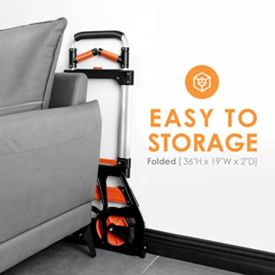 Aluminum Folding Hand Truck 309 lb Capacity with Swivel Handle and 7 Inch Wheels for Moving Warehousing Shopping Heavy Duty Uti view 6