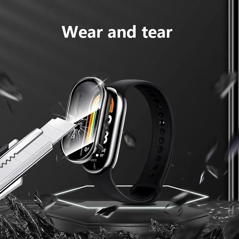زجاج مقسى + غطاء لشاومي باند 8 قطعة واقي شاشة ممتص للصدمات ساعة ذكية miband8 تغطية كاملة ملحقات ممتص الصدمات