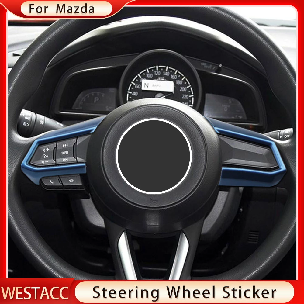 Car Steering Wheel Trim Circle Sequins Cover Sticker for Mazda 3 6 CX-3 CX3 CX-5 CX5 CX8 CX9 Axela Atenza 2017 2018 Accessories