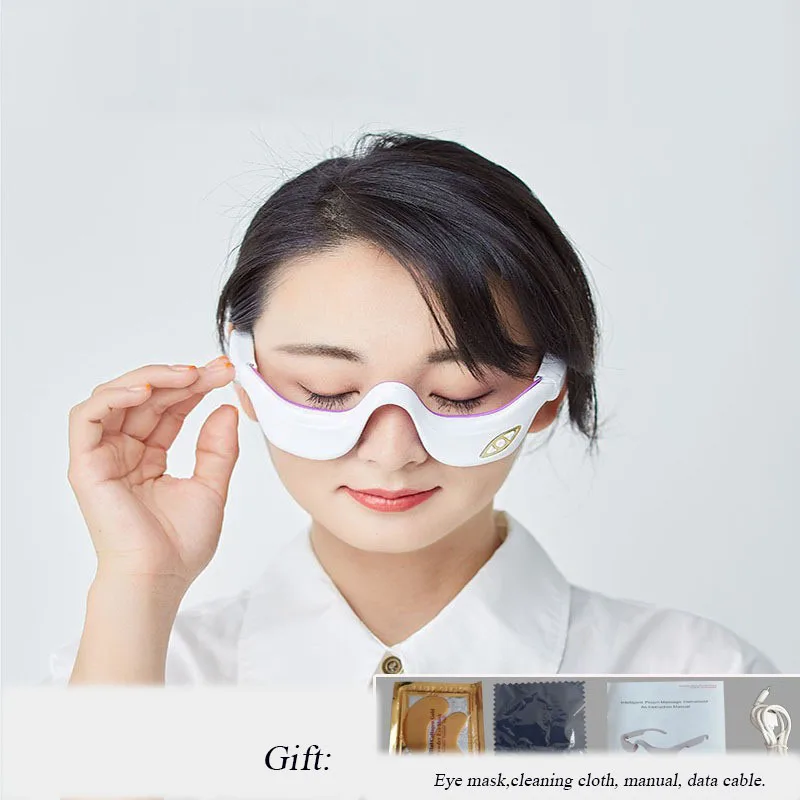 Masajeador ocular 3D Universal, instrumento de protección ocular de microcorriente para eliminar el círculo oscuro, seis modos, tres engranajes, compresa caliente