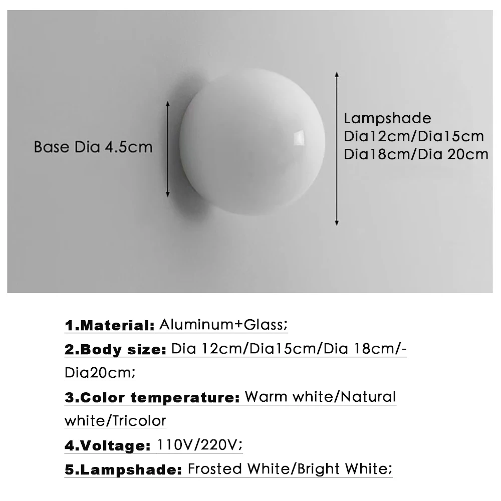Modern White Wall Lamp G9 Ball Glass Wall Sconce for Home Bathroom Mirror Living Room Bedroom Wall Decorative Interior Lights