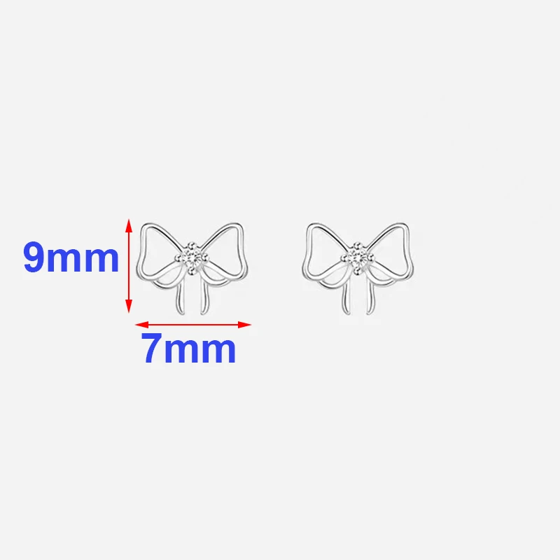 Real 925 Sterling Silver Hollow Zircon Bowknot Bead Screw Stud Earrings For Women Cute Fine Jewelry Small Niche Accessories
