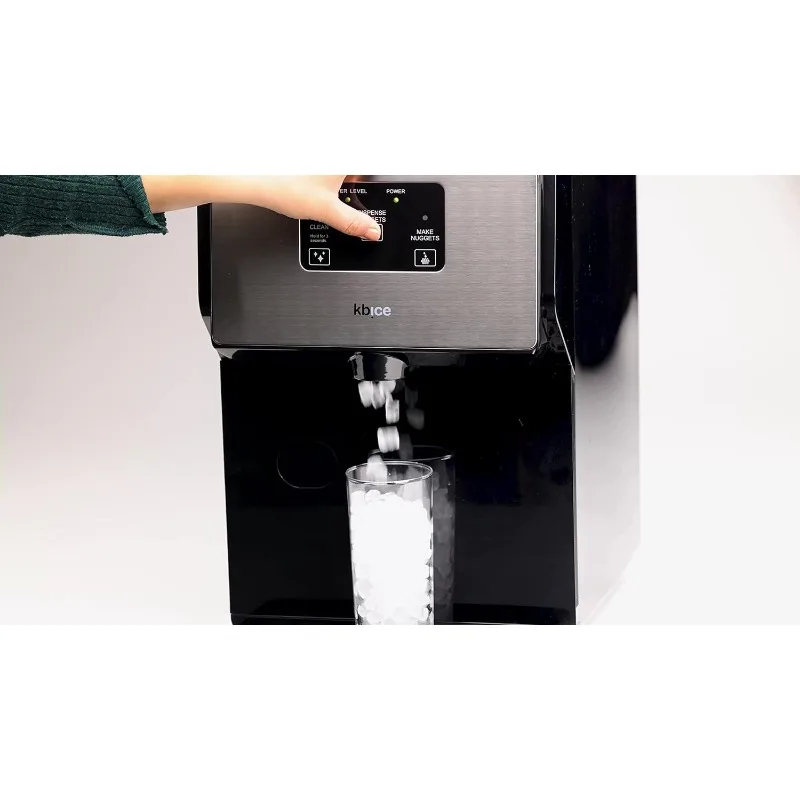 KBice zelfdoserende Nugget-ijsmachine op aanrecht, knapperige Pebble Sonic Ice Maker produceert maximaal 30 lbs nugget-ijs per dag